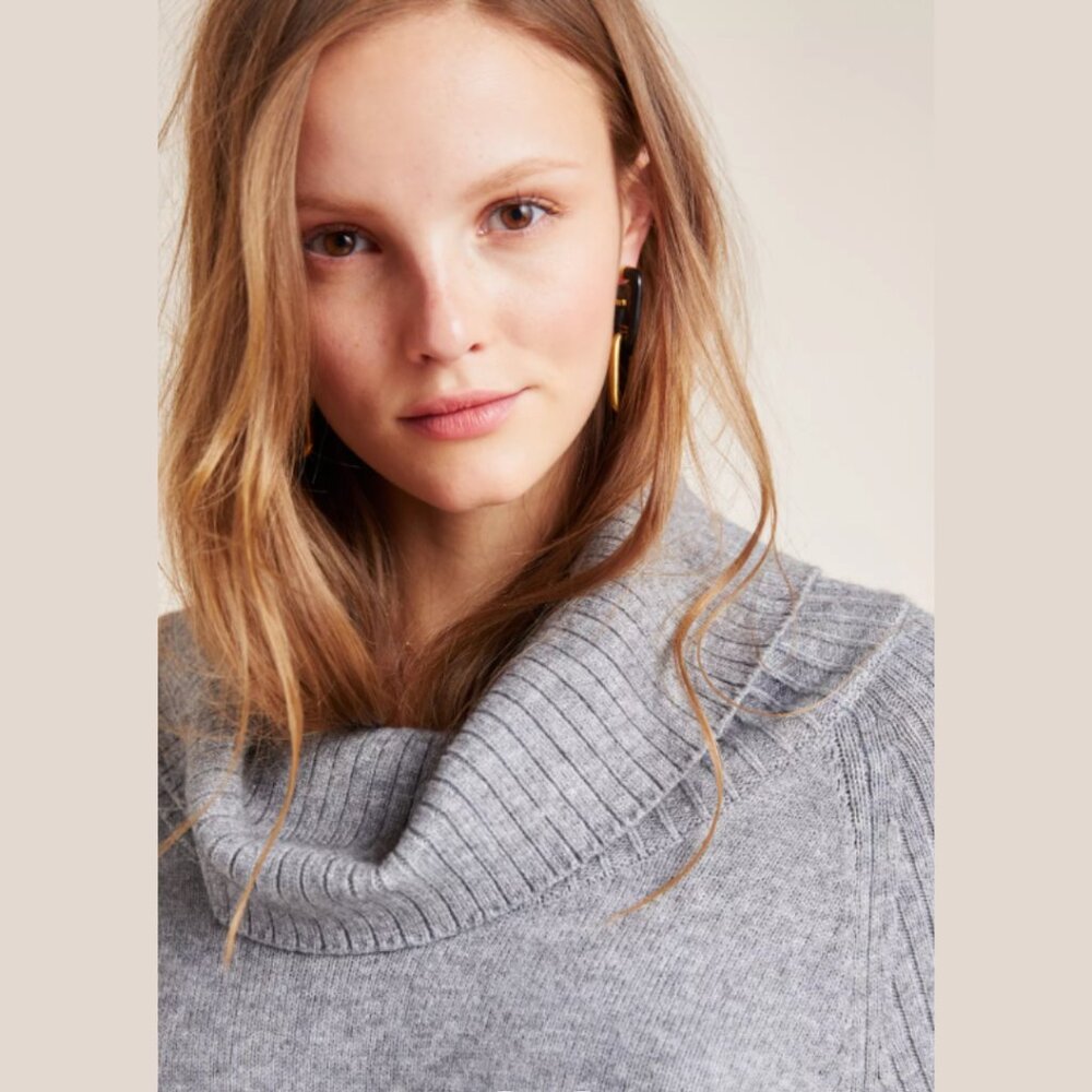 Anthropologie Paloma Oversized Gray Knit Tunic Sweater Medium - Picture 4 of 7